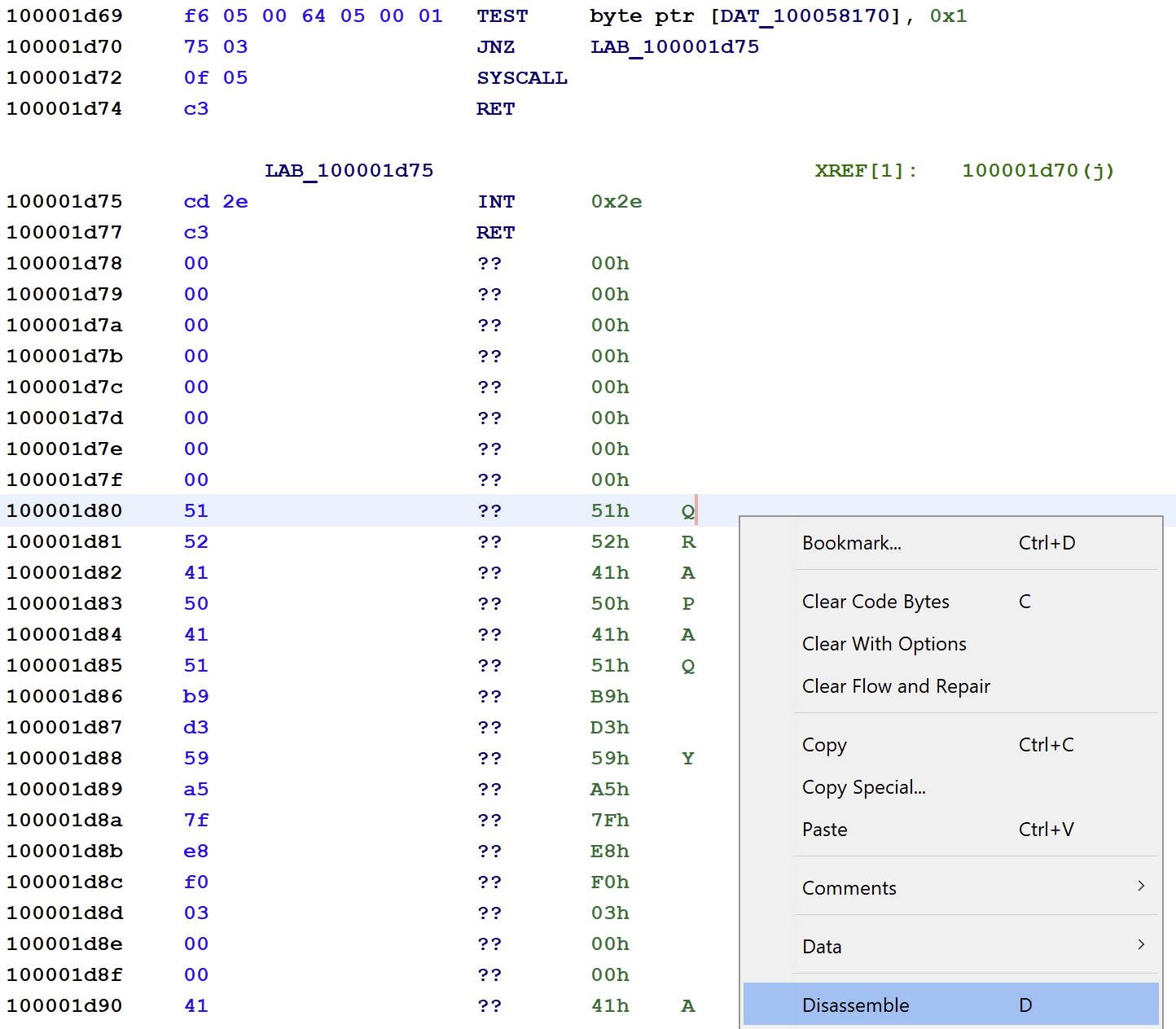 Disassemble syscall Function Before